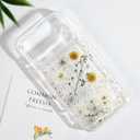 for iPhone 17 Pro Max Clear Case Boasting Pressed Natural Flowers Pattern, Cute Glitter White Floral Pattern Slim Soft TPU Protective Women Girl's Phone Cover 6.9Inch, Gold Foil White Phoenix Tail