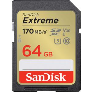 SANDISK 64GB Extreme SDXC UHS-I Memory Card - C10, U3, V30, 4K, UHD, SD Card - SDSDXV2-064G-GNCIN