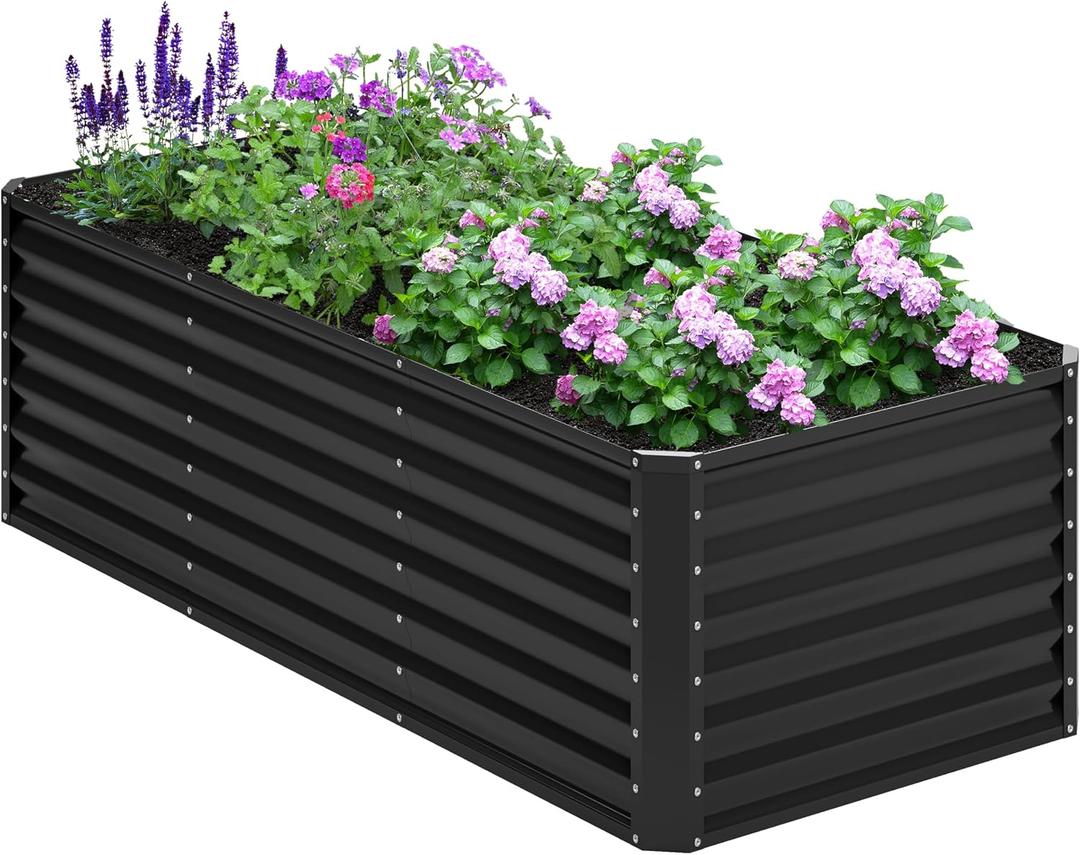 6x2x2FT Galvanized Raised Garden Bed,Planter Raised Beds-Metal Garden Box,Large Plant for Outdoor Planting, Vegetables BedFlower,herb-Black
