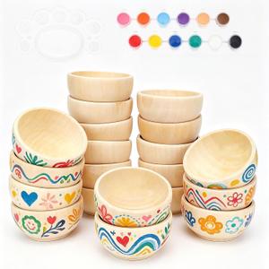 20 Pack Wooden Pinch Bowls, Unfinished Mini Bowl Set for DIY Crafts, 1.5 oz Condiment Bowls, Small Round Bowls for Sorting, Dipping Sauce, Nuts, Spices, or Candy, 1.2 x 2.1 Inches