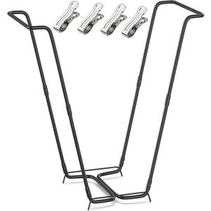 Outdoor Trash Bag Holder Metal Garden Trash Bag Holder for Yard Waste Stand Holds 30-45 Gallons Leaf Bag Holder with 4 Clips for Leaves Camping Lawn Party Weeding Yard Gardening1pcs+4clips