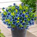 8 Bundles Artificial Flowers Outdoor Silk Fake Plants UV Resistant Faux Plastic Greenery Shrubs for Home Outside Garden Front Porch Window Box Pot Planters Decor (Blue+Yellow)