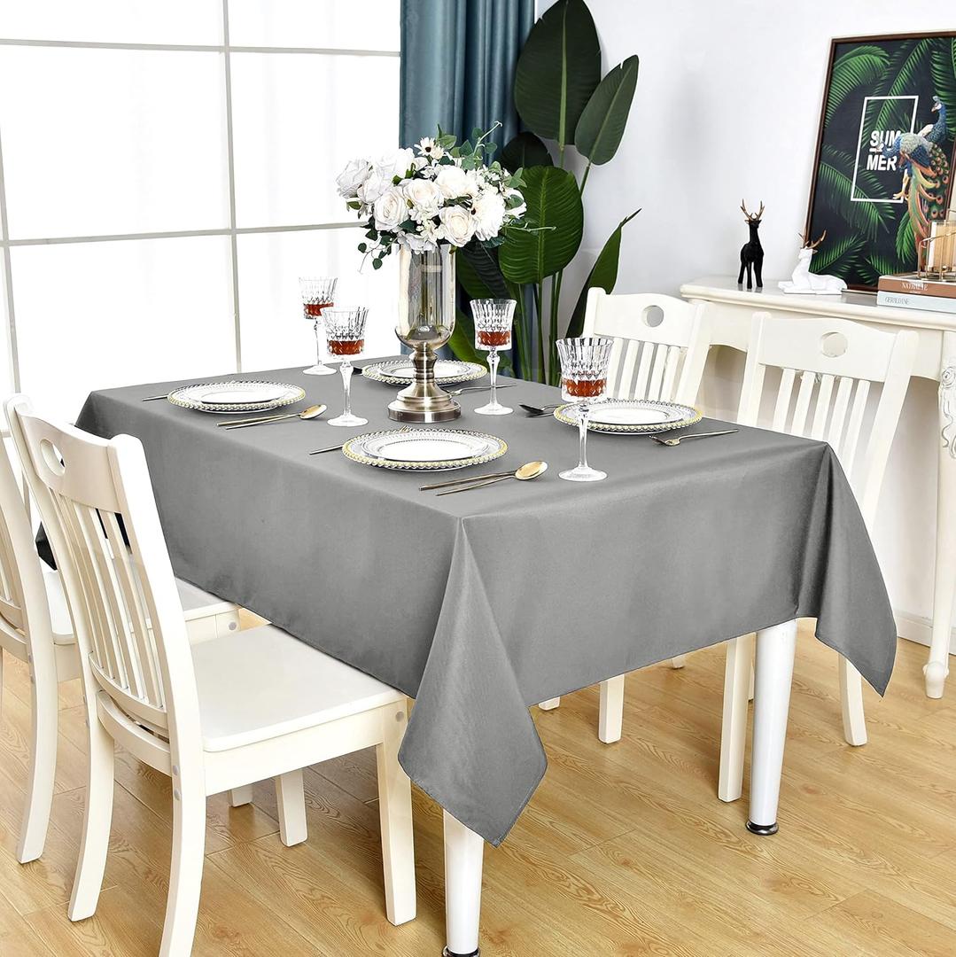 Grey Rectangle Tablecloth Waterproof Stain Resistant Wrinkle Free Square Table Cloth 210GSM Polyester Wipeable Table Cover for Party, Banquet, Indoor & Outdoor - Rectangular, 54 x 54 inch