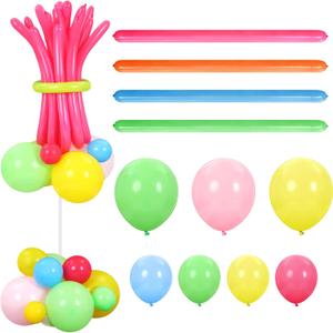 4 Sets Pink Blue Yellow Green Balloons Kit Rainbow Balloons with Base for Table Centerpieces Cartoon Magic Theme Party Decoration for Birthday Baby Shower Gender Reveal