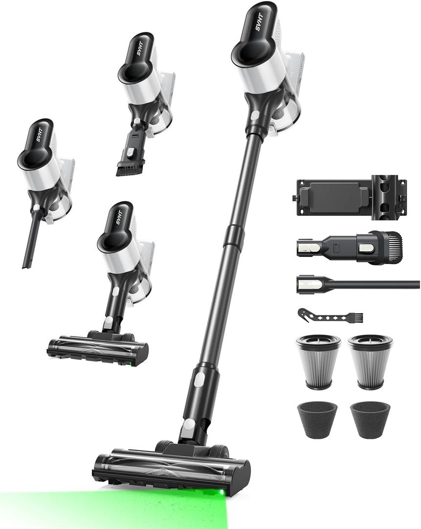 Cordless Vacuum Cleaner, 500W 45KPA 50Mins Stick Vacuum Cleaners for Home with LED Light, Self-Standing