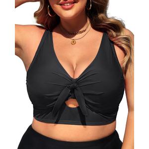 Plus Size Underwire Bikini Top - Women Push Up Swim Top Bra Keyhole Swimsuit Tops Only Bathing Suit Tops for Large Bust 2025 (Black) 22 Plus Plus Size Underwire Bikini Top - Women Push Up Swim Top Bra Keyhole Swimsuit Tops Only Bathing Suit Tops for Large Bust 2025 (Black) 22 Plus
