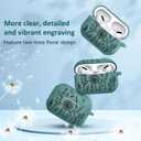 3 x Minyee Airpods Pro 2nd Generation Case, Cute Floral Engraved Soft Silicone Two-Tone Protective Cover Compatible with Apple Airpods Pro 2nd & 1st Generation Case with Keychain Women, Pine Green/Black