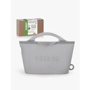 Haakaa Silicone Microwave Steamer & Steriliser Bag, 2000ml Large Capacity Reusable Steaming Bags for Baby Bottles/Breast Pump/Accessories/Pacifiers/Teethers, Great for Home and On-The-Go, Grey/1PC