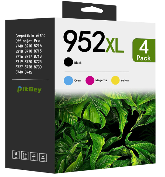 952XL Ink Cartridges Combo Pack (4Pack, Black/Cyan/Magenta/Yellow) Compatible 952XL Ink Cartridges Replacement for 952XL Ink for OfficeJet Pro 8710 8210 8715 8720 8702 7740 Printer