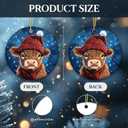 3 x Highland Cow Christmas Ornament 2025  Cute Farm Animal Ceramic Ornament with Red Hat & Scarf, Rustic Farmhouse Country Christmas Tree Decoration, Cow Lover Gift, Holiday Keepsake Ornament