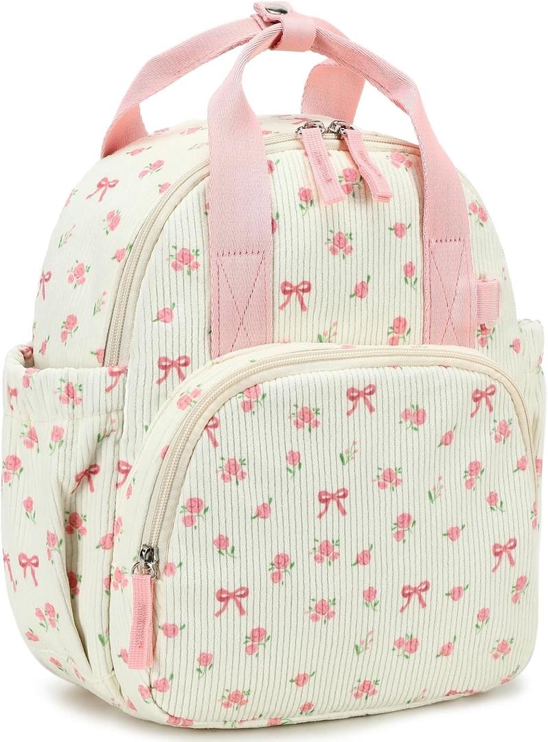 Bluboon Toddler Backpack for Girls Boys 2-4 Cute 12" Preschool Kindergarten Backpacks Kids Daycare Bags School Travel (Pink Bow Flower 212-beige)
