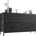 WLIVE Dresser for Bedroom with 5 Drawers, Wide Chest of Drawers, Fabric Dresser, Storage Organizer Unit with Fabric Bins for Closet, Living Room, Hallway, Charcoal Black