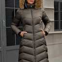 PAPILLON D'OR WEAR YOUR WINGS Women's Long Puffer Coat with Detachable Faux Fur Collar Hood Pockets Winter Jacket, XL