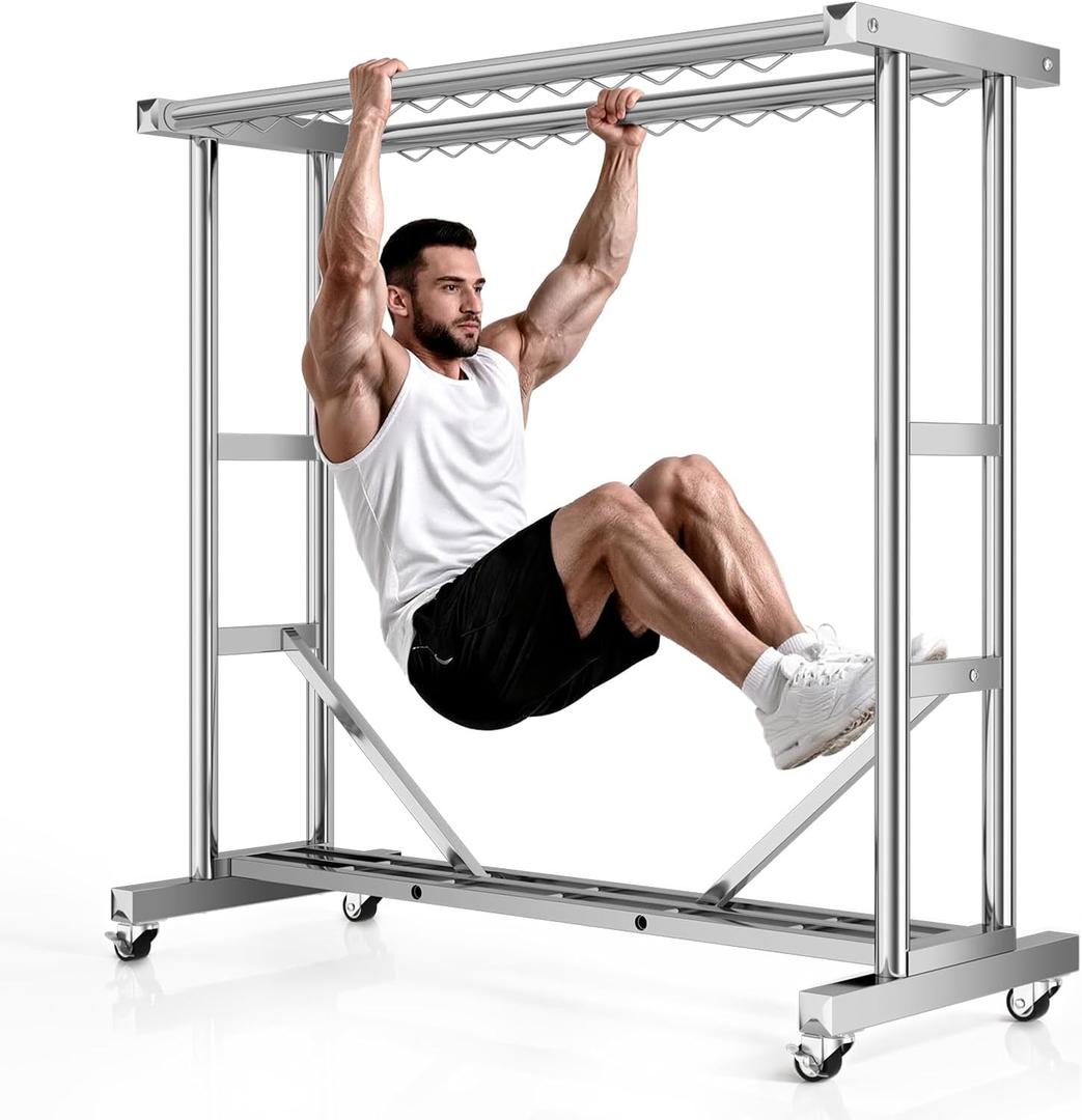 Stainless Steel Rolling Clothes Rack, 55 Inch Large Size, 700 LBS Capacity