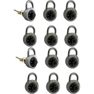 Combination Padlock with Key and Same Code Each Set, 12 Pack 4 Keyed Alike Matching Key, Combination Locker Lock for Toolbox, School and Gym Locker, Employee and Case, Black