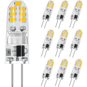 G4 LED Bulb, AC120V G4 Bi-Pin Base Light Bulbs, 130LM Natural White 4000K, 1.4W Equivalent to 14W Halogen, Flicker Free, Non-Dimmable, for Home Lighting, Under Cabinet, Kitchen Hood, 10 Pack