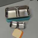 8PCS Stainless Steel Snack Containers  Double Compartment Lunch Boxes + 4Small Sauce Cups | 304 Food-Grade | Reusable, Stackable & Dishwasher Safe | Leak-Resistant Lids for Travel, Kids Lunches