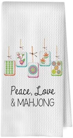 BlissfulAbon Mahjong Gifts Dish Towels - Mahjong Waffle Weave Kitchen Towels, Mahjong Decorative Hand Tea Towel, Mahjong Gifts Ideas, 16×24 Inches