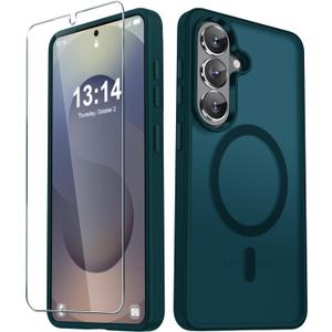 YENAPOON for Samsung Galaxy S26+ Plus Case, Matte Magnetic Phone Cover [with 1 Screen Protector] [Support for MagSafe] [Shockproof Military Grade Protection] Translucent Frosted Back, Blue