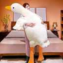 Giant White Goose Plush 63 in, Very Huge Fat Goose Stuffed Animal Pillow, Soft Furry Swan Hugging Pillow Gifts for Everyone (63 in)