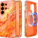 Casetego for Galaxy S26 Ultra Case,Compatible with MagSafe,[Military Grade Drop Test] Full Body Protection Slim Shockproof Rugged Marble Women Case for Samsung Galaxy S26 Ultra 5G 6.9 inch,Orange