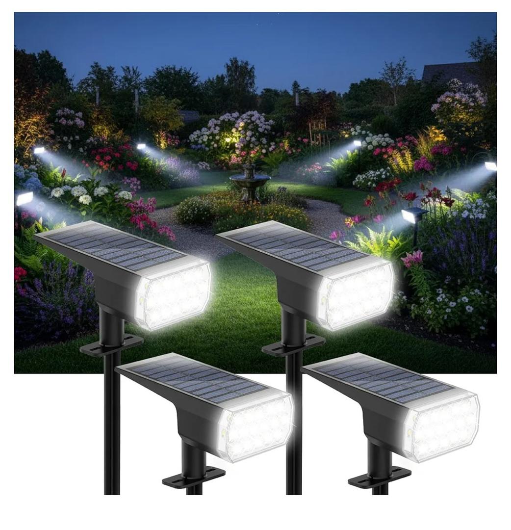 Solar Lights Outdoor Waterproof, 3 Lighting Modes Solar Spot Lights Outdoor, LED Solar Spotlights, Ultra Bright Dusk-to-Dawn Uplights for Garden Landscape, Yard, Pathway, IP65, Auto On/Off 6 Pack