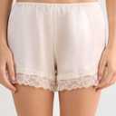 Intimissimi Woman's Lace Trim Silk Shorts (Beige, M)