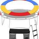 Trampoline Accessory Set, Trampoline Pad, Wide Step Trampoline Ladder and Trampoline Storage Bag, Trampoline Replacement Safety Pad Spring Cover, No Holes for Pole for Outdoor Indoor (15FT)