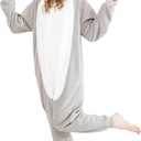 Unisex Adult Animal Onesie Pajamas, Cozy Flannel Halloween Costume, Homewear, Sleepwear for Men and Women (Small, Bunny)