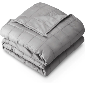Bare Home Weighted Blanket All-Natural 100% Cotton with Nontoxic Glass Beads 48"x72" 12lbs, Light Grey