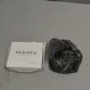 FESHFEN 100% Human Hair Messy Bun - Real Elastic Scrunchies Hair Pieces Soft Fluffy Wavy Ponytail Extensions Updo Chignon Hairpieces for Women, Gray Mixed