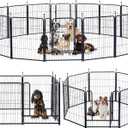 Dog Playpen Portable Outdoor Dog Fence, Dog Playpen for Large/Medium/Small Dogs, Dog Fences for The Yard with Doors Foldable Metal
