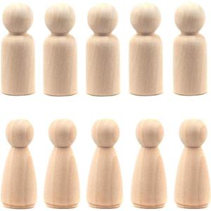 20Pcs Wooden Peg Doll, 65 mm Unfinished Wooden Female Male Plain Blank Bodies Angel Dolls for DIY Craft Wedding Party (Pack of 20) (20 PCS)