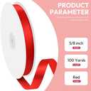 Quhora 5/8" x 100 Yards Satin Ribbon - Red Silk Ribbon with Spool - Ideal for Gift Wrapping, Floral Bouquets, Crafts, Wedding Party Decorations, Christmas and Sewing Projects