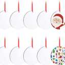 10 Pieces Christmas Sublimation Ornament Blanks - 3.15 Inch Sublimation Blank Pendants Ornaments Double Side with Red String - Personalized MDF Decoration Supplies for Christmas Tree Bulk