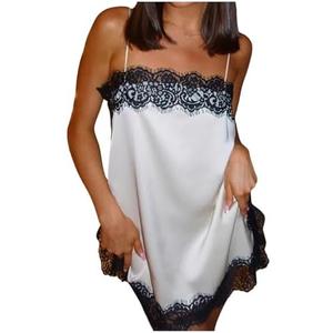 SOLY HUX Women's Satin Lace Camisole Tops Y2k Spaghetti Strap Silk Summer Going Out Top Size S