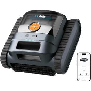 Cordless Robotic Pool Vacuum Cleaner, Intelligent Route Planning, Wall & Waterline Climbing, 120-Min Runtime, for Above Ground/Inground Pools up to 2000 sq. ft, APP Support, Orange and Black