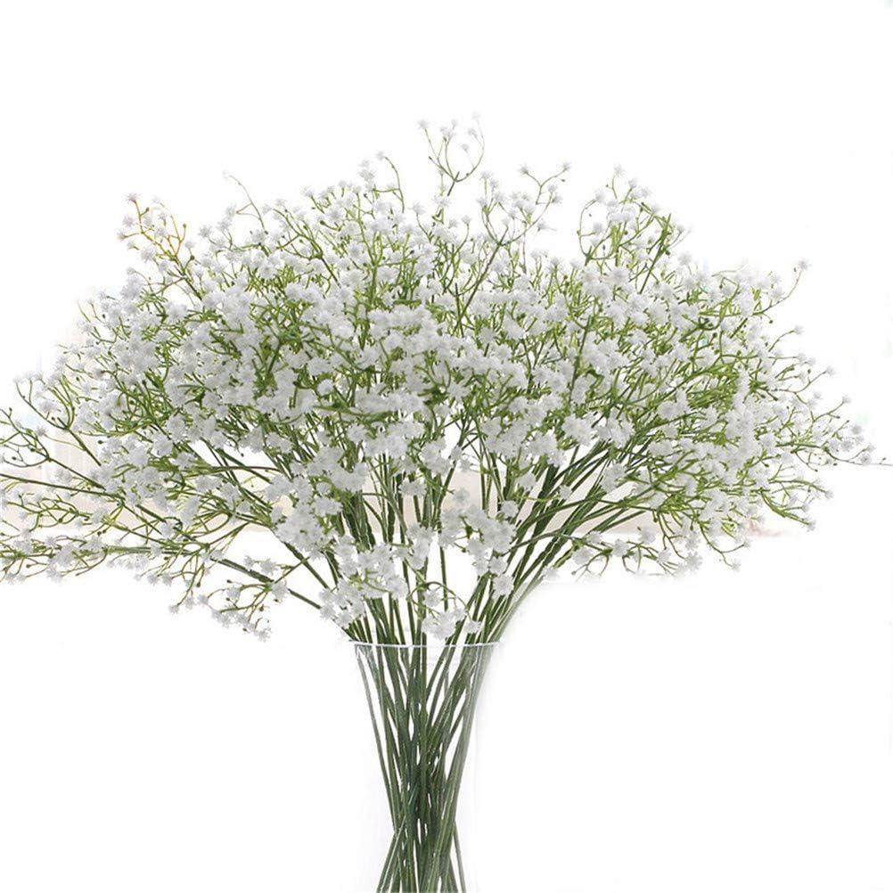 9 Pack Real Touch Artificial Baby's Breath Flowers - 21" Bendable Stems for Wedding Bouquets, Home Centerpieces & Outdoor Decor (Waterproof, Dustproof, White)