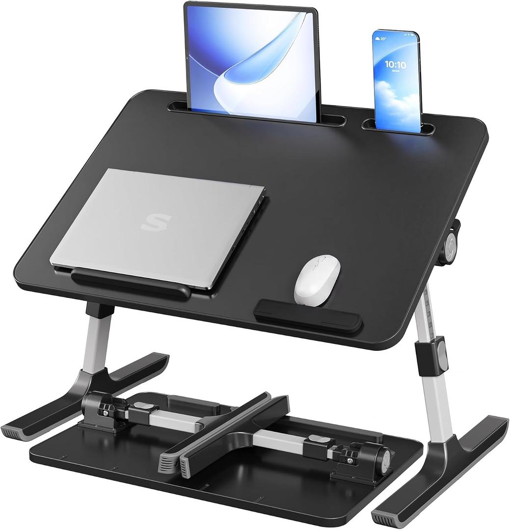 SONGMICS Bed Laptop Desk, Adjustable Laptop Desk for Bed with 8 Heights