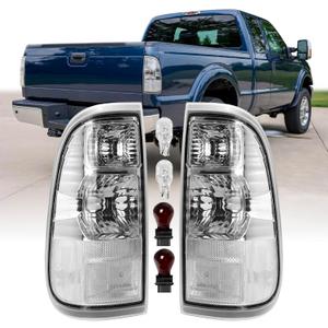 USR 08-16 F250 F350 SUPERDUTY Tail Light Rear Tail Lamps Set (Left + Right) Compatible with 2008-2016 Ford F-250 F-350 F-450 PickUp Truck F350 F450 Super Duty (CLEAR LENS TAIL LIGHTS with BULBS)