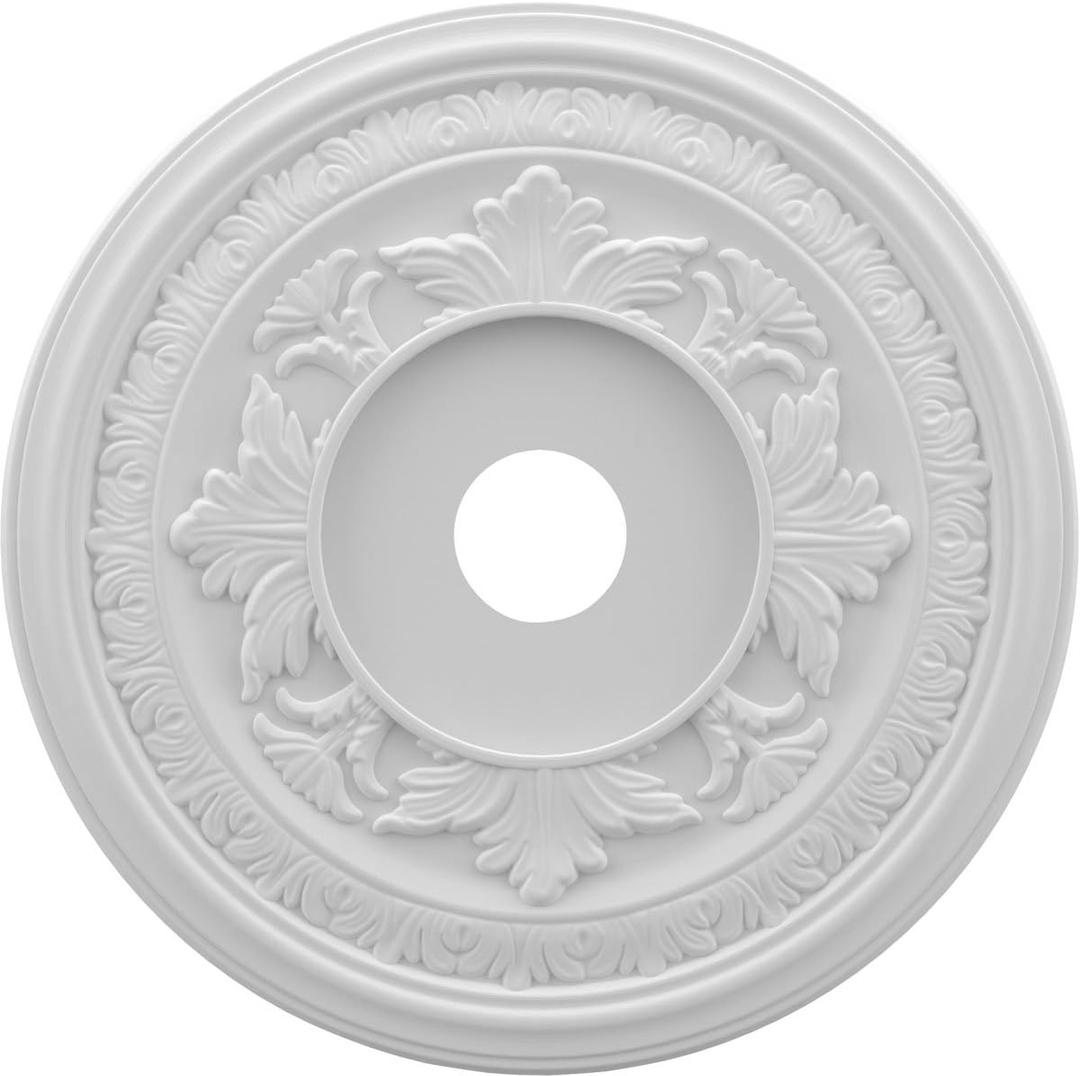Ekena Millwork CMP22BA Baltimore Thermoformed PVC Ceiling Medallion (Fits Canopies up to 7 3/4"), 22"OD x 3 1/2"ID x 1"P (Unfinished)