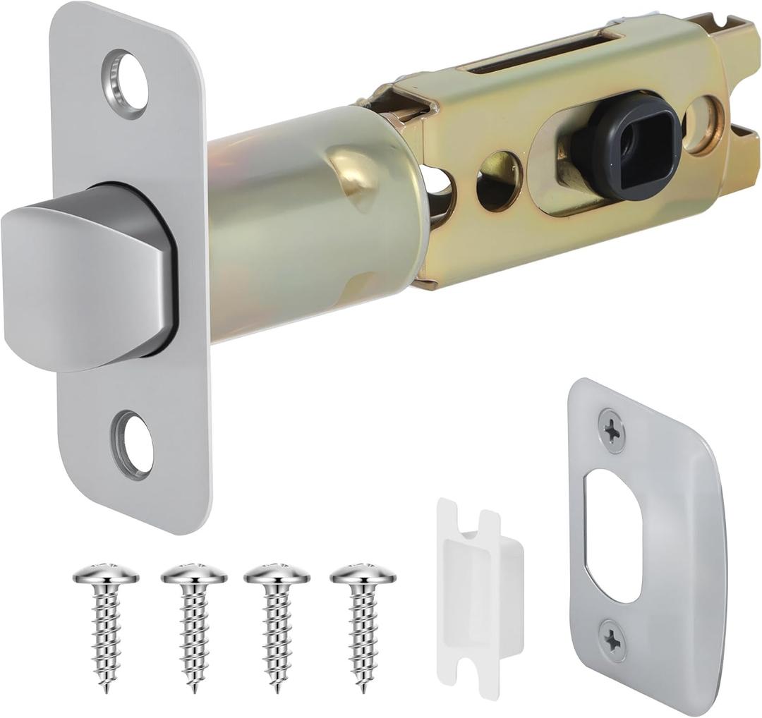 1 Pack Door Lock Parts, Brushed Nickel Door Latch Replacement, Silver Door Lock Replacement Parts