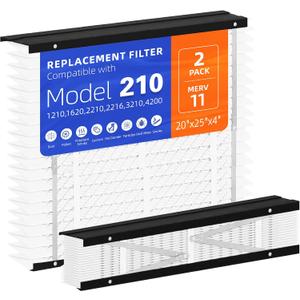 2 Pack 210 Replacement Filter,Compatible with AprilAire 210 Whole House Air Purifiers Models,1210,1620,2210,2216,3210,4200,MERV 11 HVAC Furnace Filter Replacement,20x25x4 Air Filter
