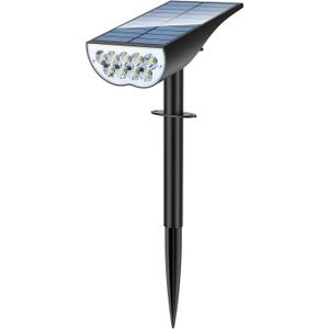 ZOOKKI Solar Spot Lights Outdoor, Solar Lights Outdoor Waterproof IP65, 3 Brightness Modes Dusk to Dawn Landscape Spotlights for Yard Garden Pathway Tree Decoration, Cool White, 1 Pack