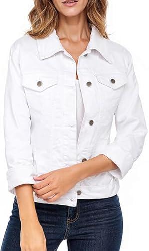 Juicy Trendz Women Relaxed Fit Denim jacket Button UP Lightweight Long Sleeve Ladies Stretch Trucker Jean Jackets Size XL.