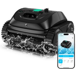 (2025 Upgrade) WYBOT C1 Robotic Pool Vacuum for Inground Pools, 150min Runtime Cordless Pool Cleaner, 4-in-1 Wall & Waterline Cleaning Up to 1,614Sq.ft, Smart Navigation, App Support (Black)
