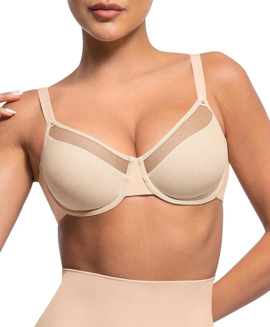 Minimizer Bras for Women Full Coverage Unlined Underwire Bras Plus Size Lifting Bra for Heavy Breast (34C, Skin) Minimizer Bras for Women Full Coverage Unlined Underwire Bras Plus Size Lifting Bra for Heavy Breast (34C, Skin)