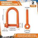 2 Pcs Screw Pin Long Reach Shackle 1 Inch (wll 9.5 Tons), Long Reach Shackle with Painted Screw Pin, Clevis D-Ring Lifting Attachment, Professional Use, Industrial Alloy Steel