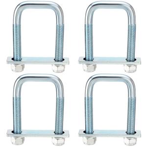 4 Pack Square U Bolt for 2.5 Inch Wide Leaf Spring, Galvanized Steel U Bolt Brackets with Plates, 4-5/8" Long x 2-5/8" Wide x 5/8" Diameter, Fit for Truck, Trailer and Boat