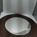Chende 30'' Round Mirror with Wood Frame, Large Decorative Mirror for Wall, Farmhouse Bathroom Mirror with Bronze Groove Finish for Living Room, Entryway, Bedroom